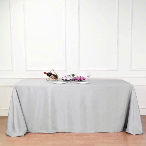 Efavormart 90x132" ΑΣΗΜΙ Χονδρικής Ορθογώνιο Τραπεζομάντιλο από Πολυεστέρα για Γάμο και 1