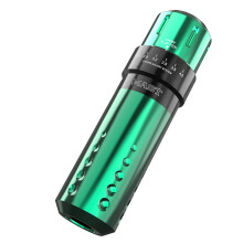 Rotary Tattoo Pen with Adjustable Stroke Lengths, Coreless Motor, RCA Interface, Green Aluminum Body