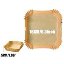 Lot de 300 feuilles de papier sulfurisé jetables carrées de 23 cm, antiadhésives, pour friteuse à air chaud et panier vapeur de 16 cm de côté.
