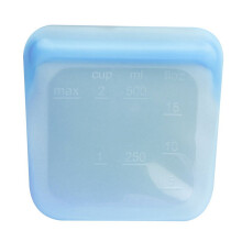 Sac de conservation réutilisable en silicone 500 ml, récipient alimentaire, compatible micro-ondes et lave-vaisselle, étanche, bleu