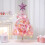 Mini árvore de Natal rosa com estrela e bolas, decoração natalina de mesa aveludada, compatível com decoração de quarto de meninas. 4