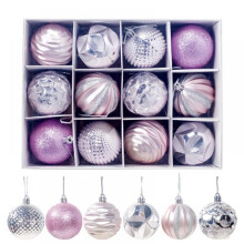 Christmas Ball Mini Ornaments Party Decoration Shatterproof Festival Widgets Pendant Hanging Pack of 12 Pcs (60mm, Pink)