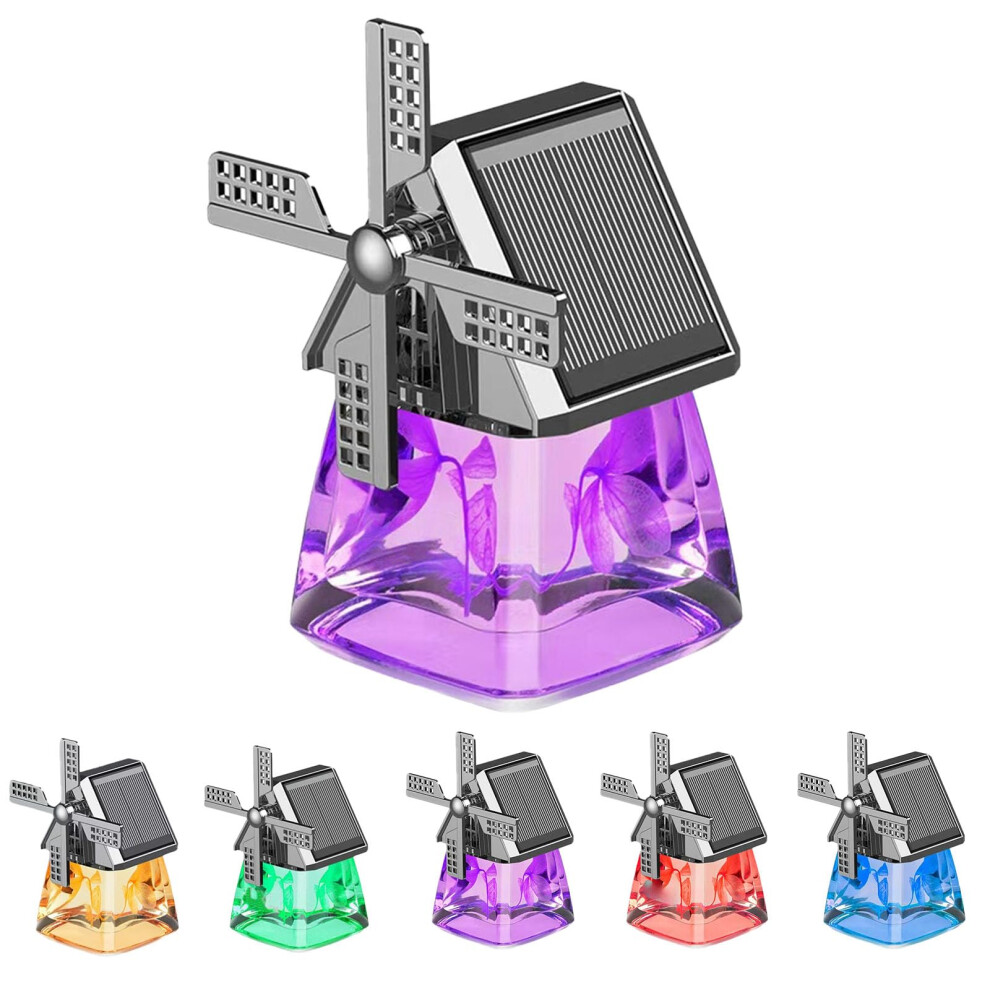 Solar Powered Rotating Car Air Freshener With Longlasting Natural Scent For Car Interior Purple 9099447982407