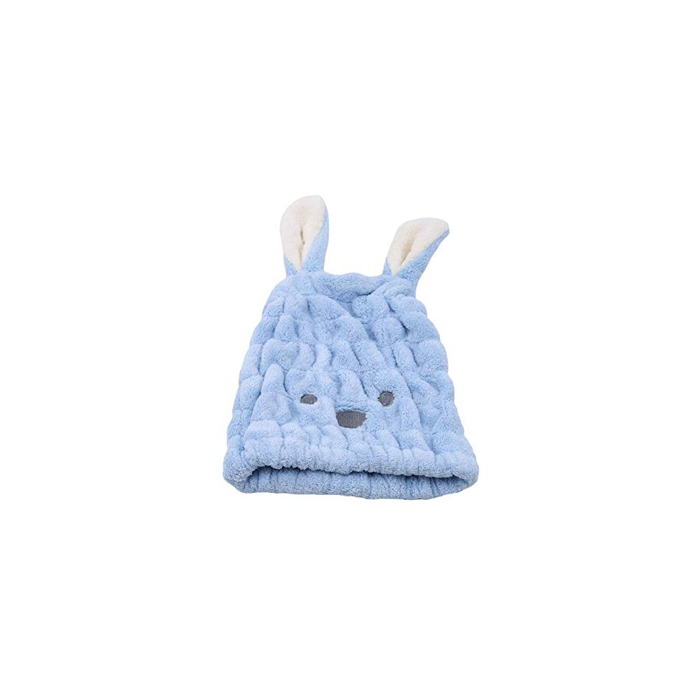 Shower Cap Fleece Rabbit Ear Hair Drying Towel For Kids Fast Absorption Reusable Coral
