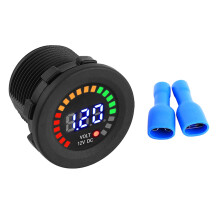 Voltímetro para sistemas de 12V DC, voltímetro digital com display LED, alarme piscante e proteção contra inversão de polaridade, testador de