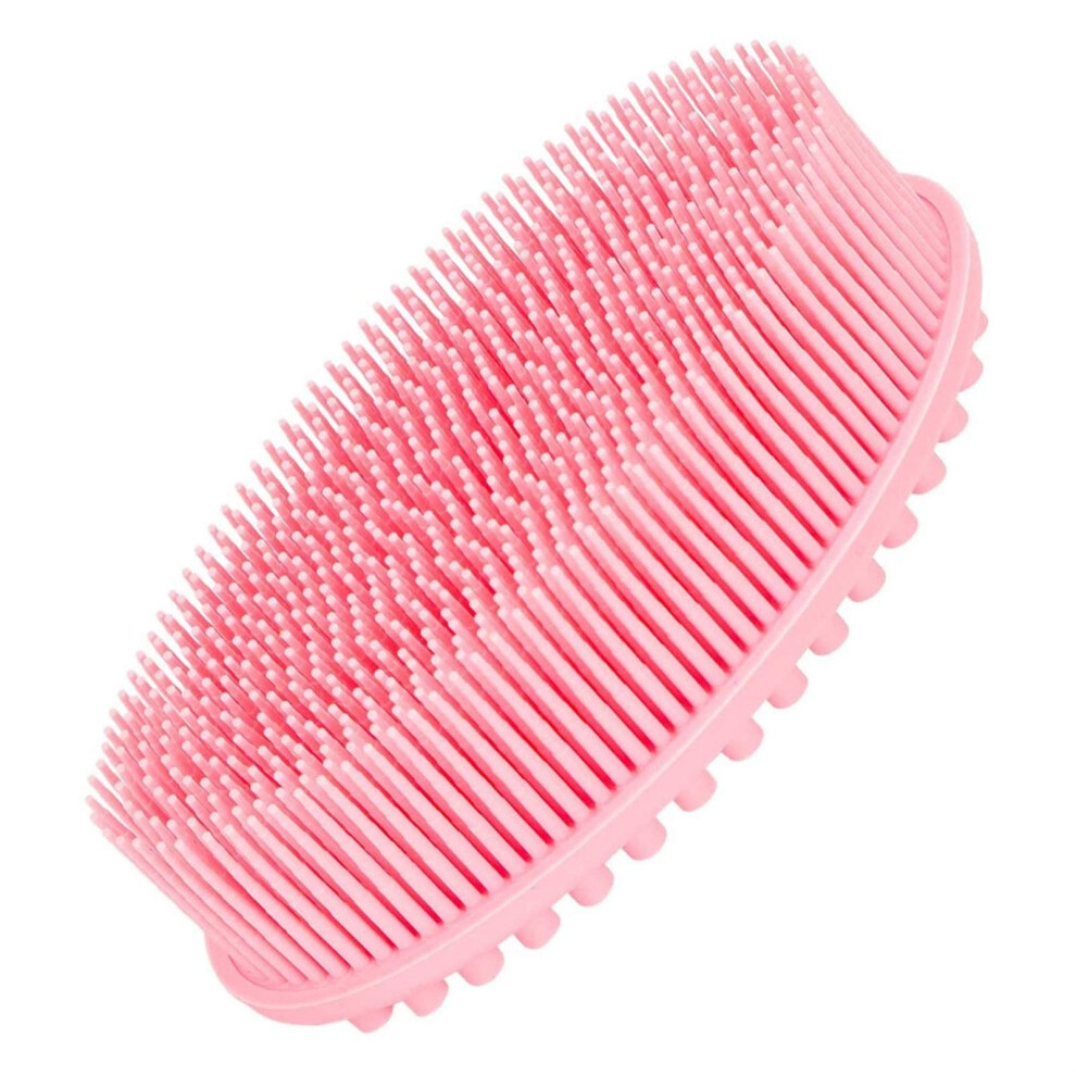 Pink Silicone Bath Brush For Gentle Exfoliation And Massage, Nonslip Quickdry Shower Brush