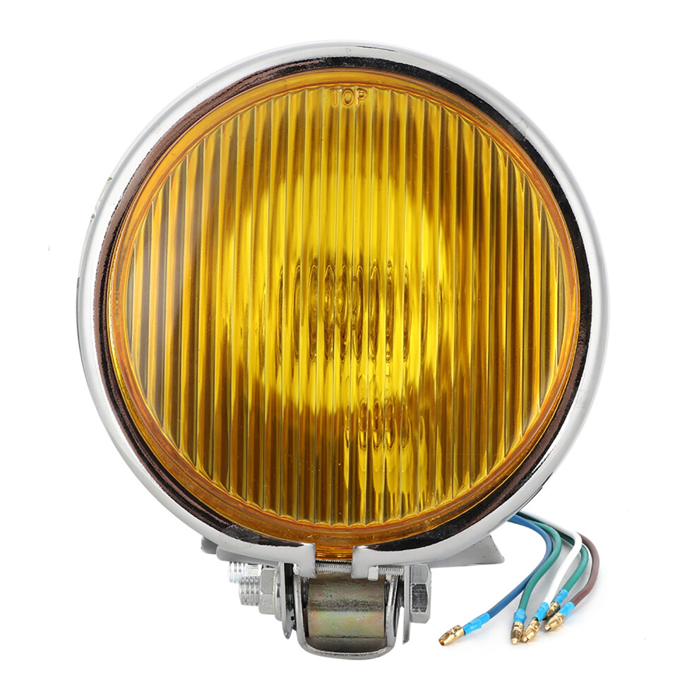 Retro Motorcycle Headlight With Glass Lens, Adjustable High Or Low Beam For Universal Fitment Bikes, Shockproof Metal Shell Headlight Lamp, 9176269138431