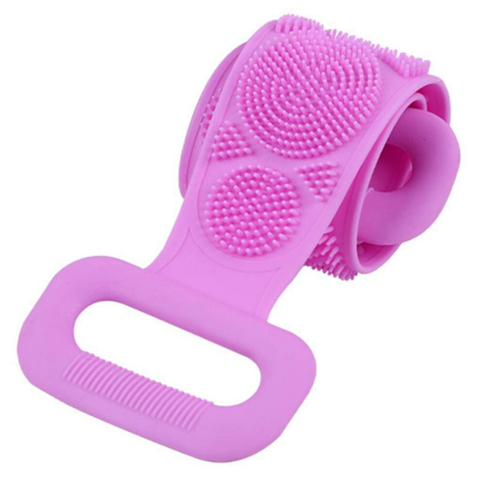 Purple Silicone Back Scrubber With Handles Dualsided Exfoliating Bath Brush For Long Reach