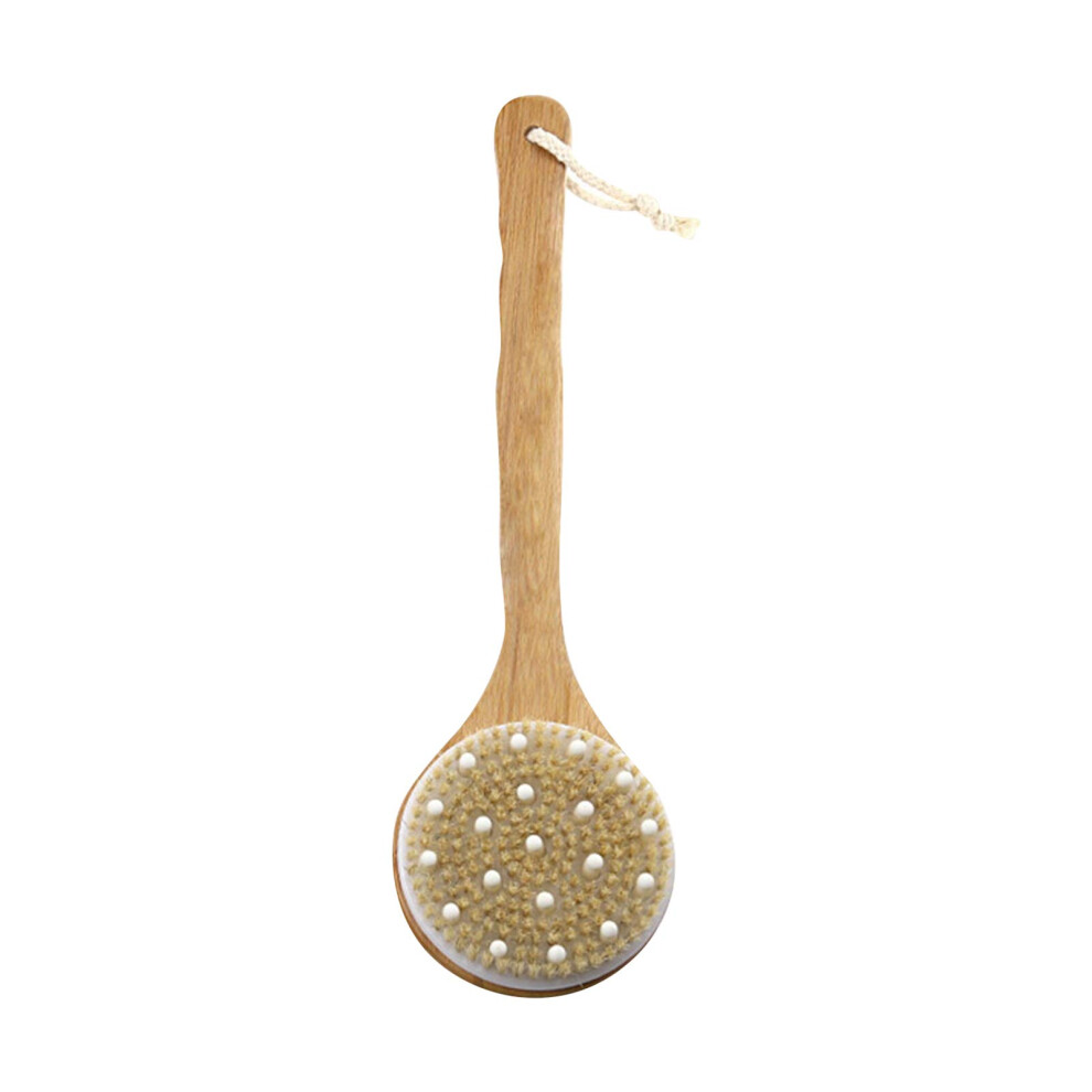 Wooden Body Brush with Boar Bristles for Gentle Exfoliation, Medium Shower Brush for Dry and Wet Skin