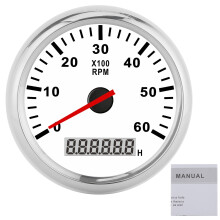 Compteur de tours/minute marin avec affichage de l'heure, tachymètre horaire pour moteur hors-bord, compteur de vitesse moteur anti-vibrations de 85