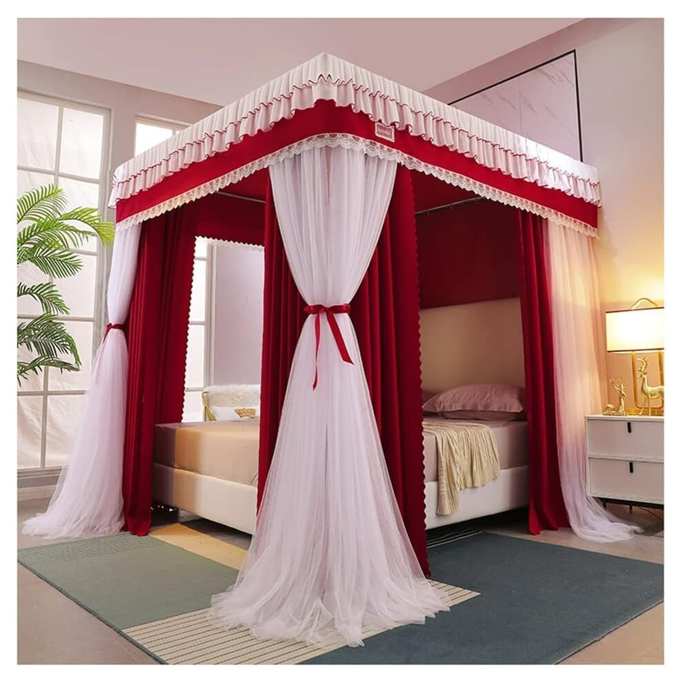 Luxury European Bed Canopy For Princess Bedroom Decoration, Elegant Four Seasons Design Light