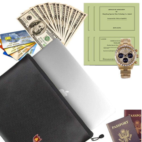 Protector de documente FlameGuard Elite, material textil din fibră de sticlă acoperit cu silicon rezistent, geantă ignifugă și rezistentă la 2