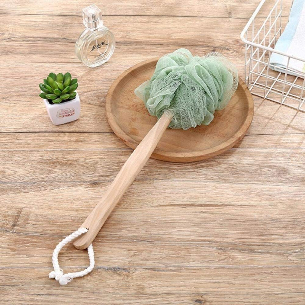 Bath Sponge with Long Wooden Handle Loofah for Back Scrubbing and Gentle Exfoliation