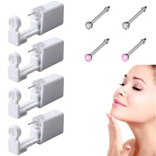 Nose Piercing Kit 4 Pack Self Nose Piercing Gun with Dual Crystal Colors and Safety SingleUse Design