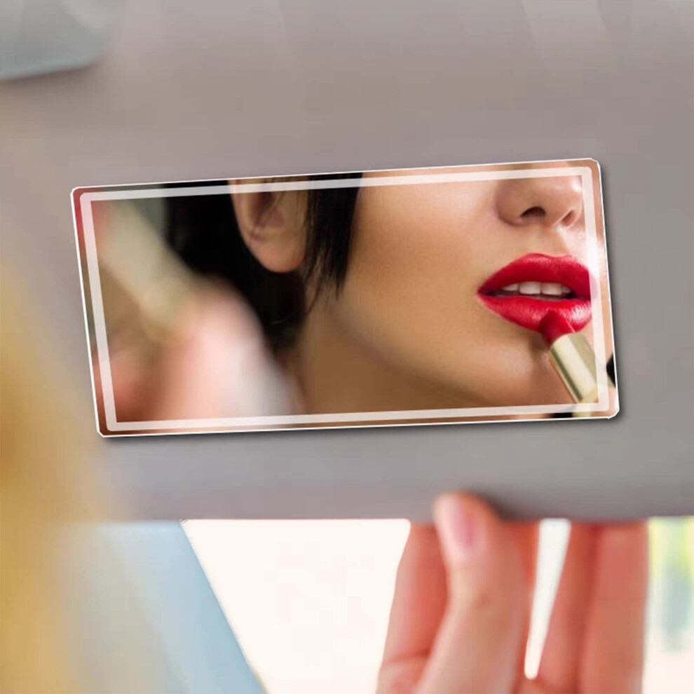 Car Sun Visor Mirror With Stainless Steel Frame, Selfadhesive Car Makeup Vanity For Clear Rear View 9099447983121