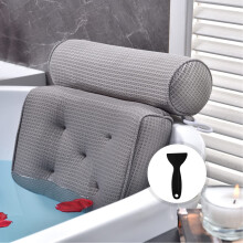 Bath Pillow for Tub with Extra Thick Cushioning, 5D Air Mesh, Quick Dry, Neck and Shoulder Support