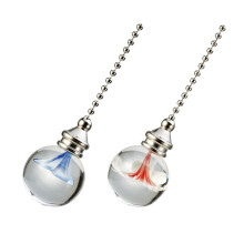 Zilveren hanglamp, decoratieve lamp, 2 stuks glazen plafondventilator met ketting, slaapkamerdecoratie, verlengstuk voor de slaapkamer.