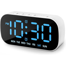Despertador digital pequeno para quarto, 5 níveis de brilho, alarme duplo 12/24 horas, função soneca, números grandes, alarme alto para quem tem