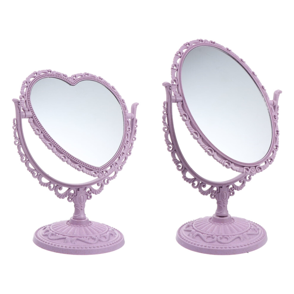 Guangmc OSALADI Vintage Heart-Shaped Makeup Mirrors (2 Pack)