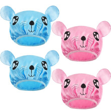 Kids Shower Cap Waterproof Double Layer Baby Bath Hat with Adjustable Fit, 4 Pack Blue and Pink