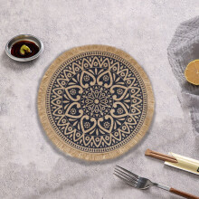 YiFudd Woven Scandinavian Placemats And Linen Table Insulating Mats Shooting Props Round Jute Decorative Mats