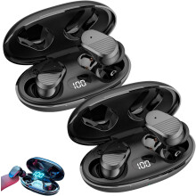 Cluasáin Gan Sreang Echolabs Ear Buds2024Edition, Cluasáin Codlata Gan Sreang le Micreafón Dofheicthe, Taispeántas Mini LED, Cluasáin Bheaga