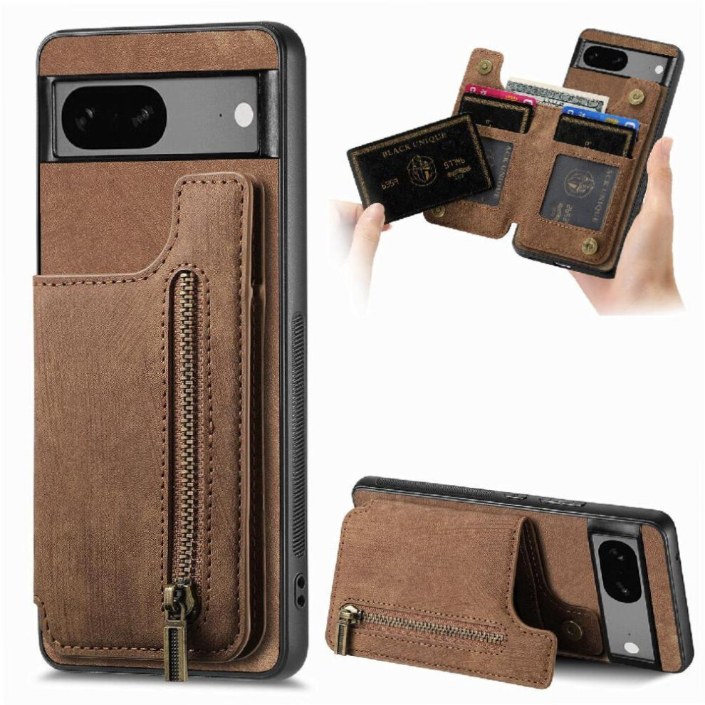 Case For Google Pixel 6A Vintage Zipper Wallet Foldable Back Cover Stand Function 9773935816763
