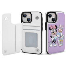 Etui portfelowe z Myszką Miki, kompatybilne z iPhone'em 14, skórzane etui z klapką i uchwytem na karty, podpórka, zapięcie magnetyczne, odporne