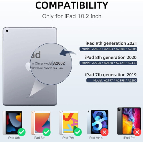 Capa compatível com iPad de 9ª/8ª/7ª geração, compatível com iPad de 10,2 polegadas com suporte para Apple Pencil e suporte inteligente em TPU. 1