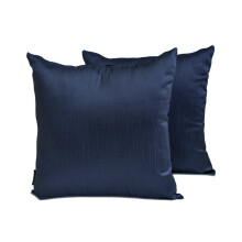 HomeCentric - Federa per cuscino lombare di lusso, blu navy, confezione da 2, 35x60 cm (14"x24"), seta artificiale, tinta unita, stile moderno.