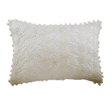 Zestaw 2 poszewek na poduszki dekoracyjne HomeCentric, 12"x14", kość słoniowa, bawełna, ręcznie robione, przytulne, szydełkowe, prostokątne