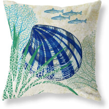 Federa per cuscino con stampa di stelle marine, granchi, polpi e conchiglie, ideale come regalo per divano, letto, sedia o sedile auto, 45x45 cm