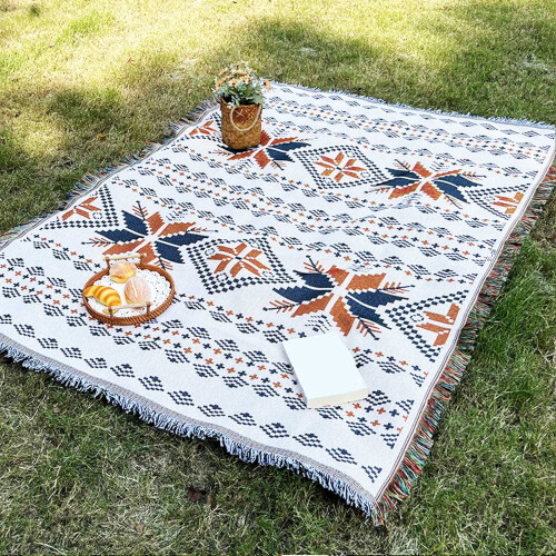 Yonrjhukm Boho-tepper Strikkede dusktepper Design til sofa, stol, sofa, utendørs reise, camping, strandseng 1