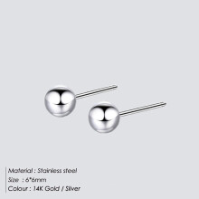 Orecchini a perno da donna classici di lusso in acciaio inossidabile color argento, piccoli orecchini a sfera SILVER6MM