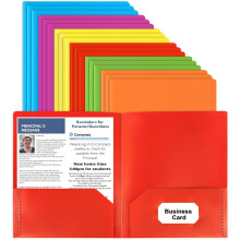 Cartelle in plastica Easygou con tasche, 6 colori, resistenti, con due tasche, porta biglietti da visita per ufficio e scuola superiore
