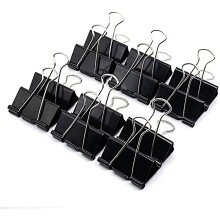 144 petites pinces à reliure métalliques de 25 mm de largeur, repliables, pour le bureau, l'école et la maison (noires)