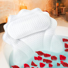 Bath Pillow for Tub with 4D Air Mesh and 6 Suction Cups, Ergonomic Head Neck Shoulder Support Spa
