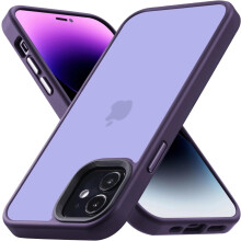 Ütésálló tok iPhone12/12Pro készülékhez, ütésálló, kemény hátlapú, vékony, áttetsző, matt lila tok, kompatibilis iPhone12/12Pro6.1"