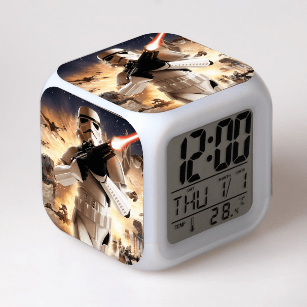 Hanntaoo Kids Digital Alarm Clock, Star Wars Led Color Changing Wake-Up With Thermometer & Night Gift For Boys Girls Light