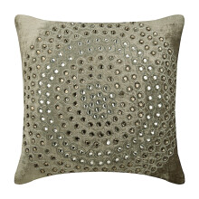 Grått 20x20 fløyelsputetrekk, krystallbrodert dekorativ pute til seng/sofa - 50x50 cm, moderne sirkeldesign