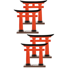 Lot de 4 mini-portes japonaises miniatures en résine, modèles de torii décoratifs pour la décoration de table.