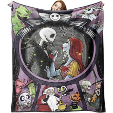 Couverture en flanelle Jack Skellington pour Halloween, plaid Sally Meant to Be 127 x 152 cm - Cadeau doux pour le lit et le canapé