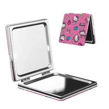 Miroir de poche Hello Kitty, miroir de maquillage compact et portable avec loupe, petit miroir de poche Ă double face