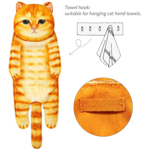 Πετσέτες χειρός Lucky Funny Cat, Συμβατές με διακόσμηση μπάνιου και κουζίνας, 2