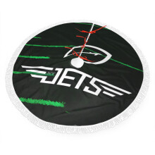 Plüsch-Weihnachtsbaumdecke mit Fransenrand von den Jets, passend für NFL-Dekoration, 76 cm, 91 cm und 122 cm Durchmesser, leuchtende Farben,