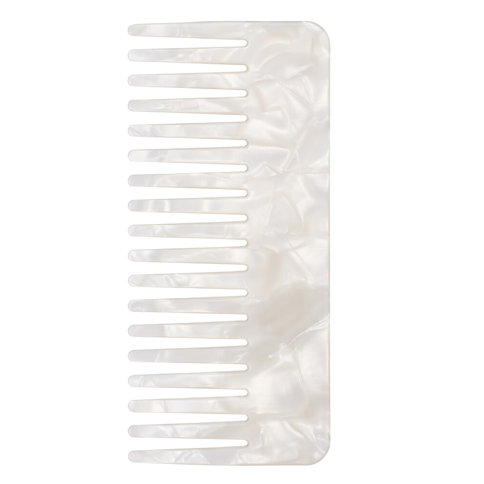 Unisex White Wide Tooth Comb Anti Static Detangling For Curly And Thick Hair Salon And Home