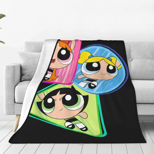 Manta de microfibra supermacia das Meninas Superpoderosas, aconchegante e quentinha para sofá, quarto e sala de estar.