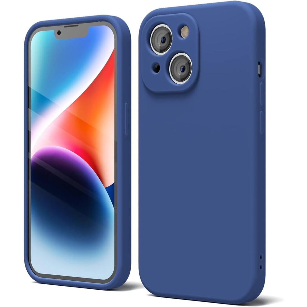 Silicone Case For Iphone 14 Plus, Soft Rubber Gel With Camera Cover, Thin Slim Fit, Aesthetic Tpu Bumper, Navy For Women/Girls Blue 9170372802159