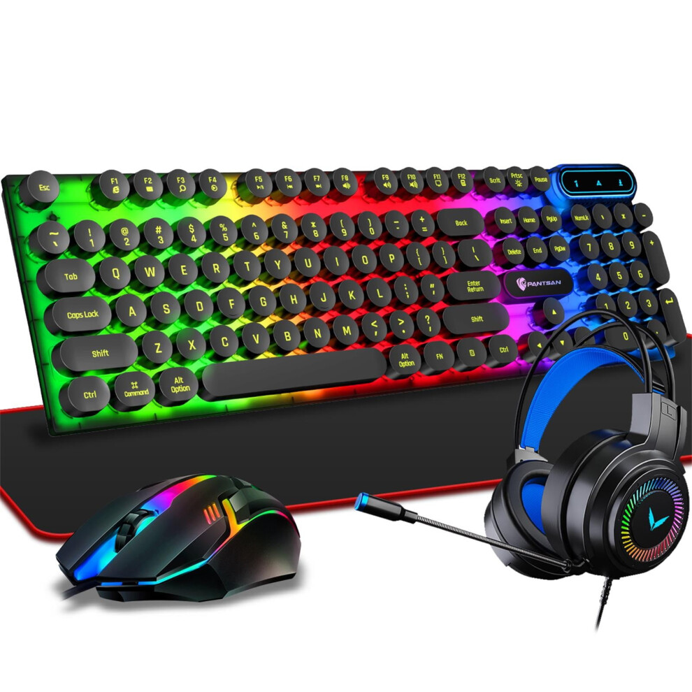 Backlit Keyboard And Combo With Headset. Pad. 104 Keys Rgb Mechanical Feeling Gaming Keyboard 9389440821958