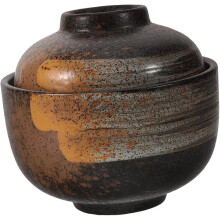 Japanese Ceramic Soup Bowl with Lid, Microwavable Ramen and Cereal Bowl for Steaming and Serving